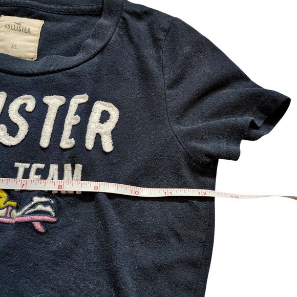 Hollister Surf Team Y2K Baby Tee Juniors XS Navy Graphic Top Early 2000s - Picture 5 of 7
